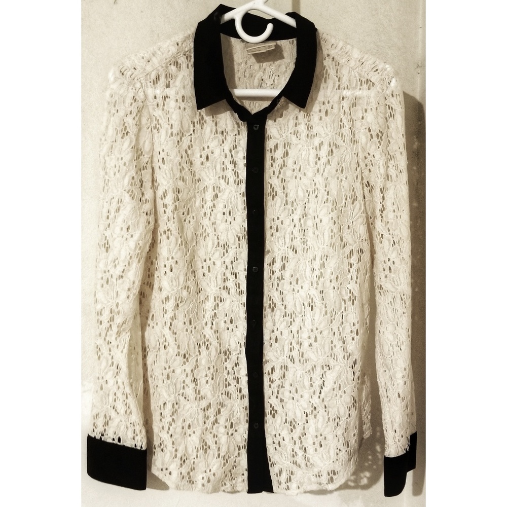 Anthropologie Lace button down shirt